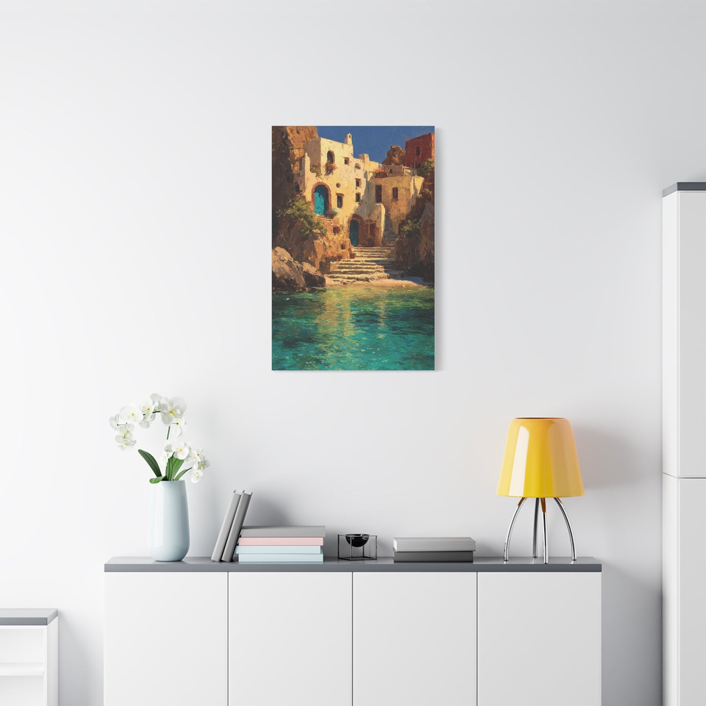 Mediterranean Coastal Village Wall Art & Canvas Print