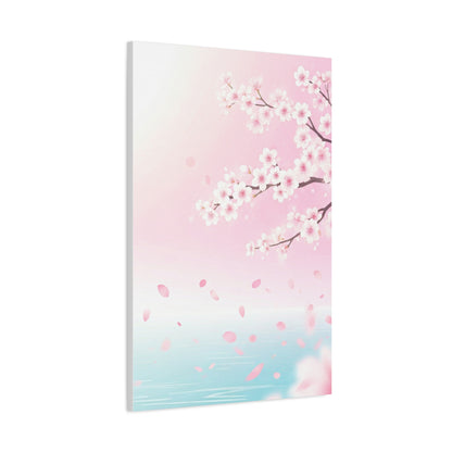 Minimal Sakura Petals Over Calm Water Wall Art & Canvas Prints