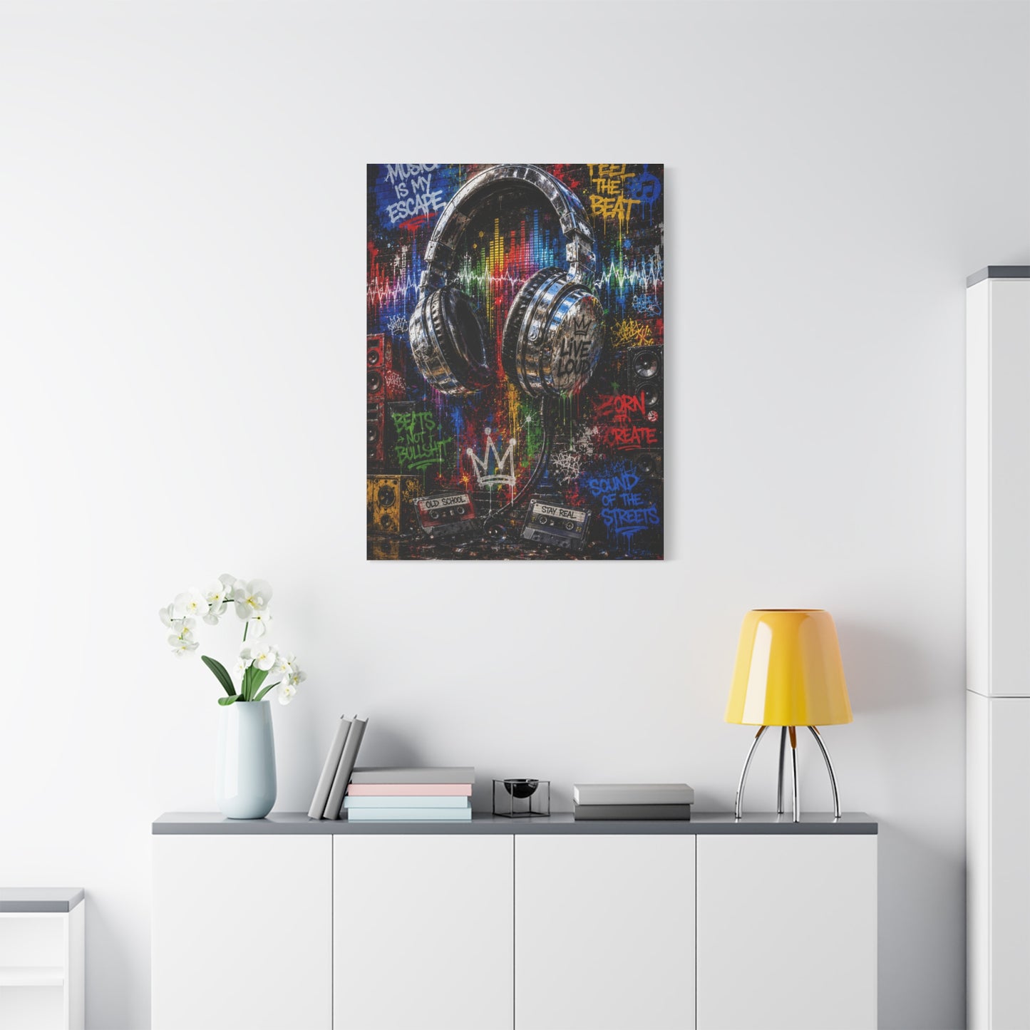 Graffiti Headphones Music Street Wall Art & Canvas Print