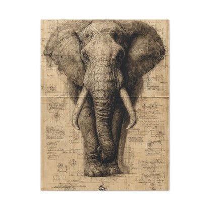 Vintage Elephant Natural History Study Wall Art & Canvas Print