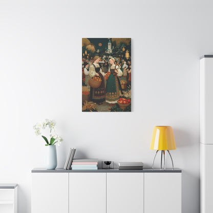 Village Harvest Festival Folk Scene Wall Art & Canvas Print