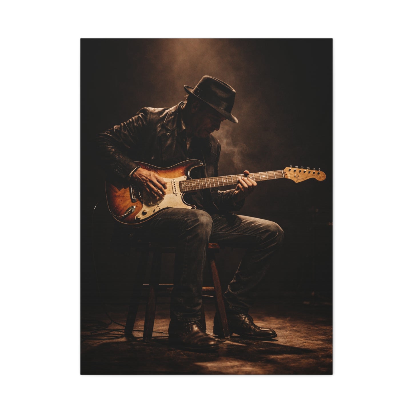Vintage Electric Guitar Performance Wall Art & Canvas Print