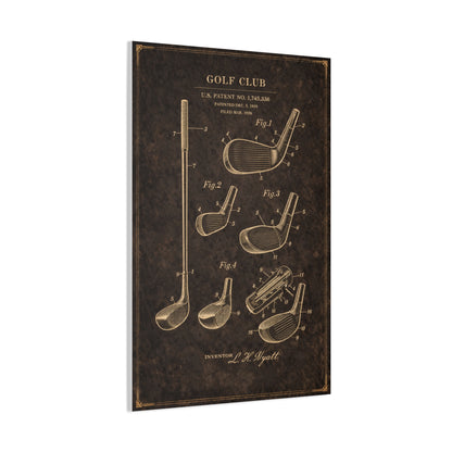 Antique Golf Club Patent Diagram Wall Art & Canvas Print