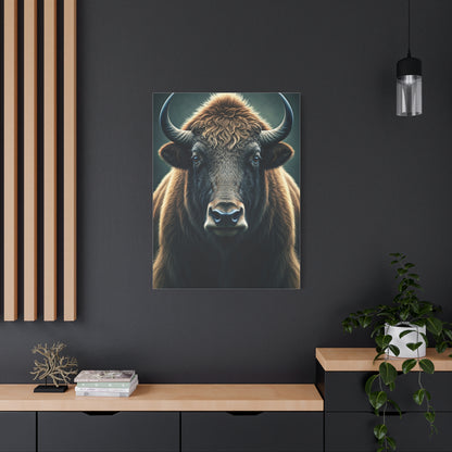 American Bison Frontal Portrait with Dramatic Overcast Lighting Wall Art & Canvas Print