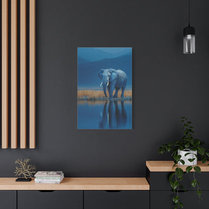Elephant Blue Hour Reflection Wall Art & Canvas Print