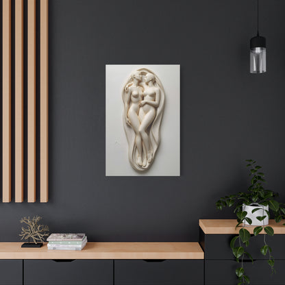 Sculptural Dual Figure Relief Wall Art & Canvas Print