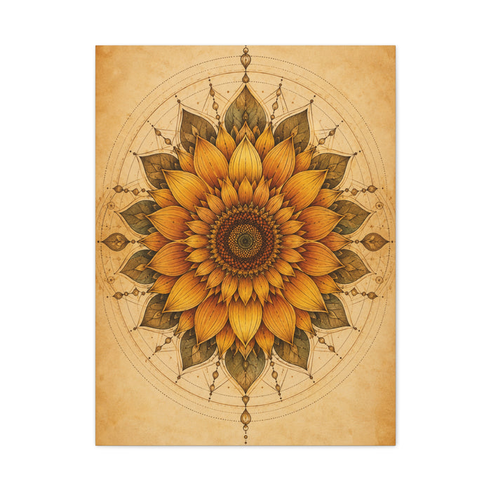 Sacred Sunflower Mandala Wall Art & Canvas Print