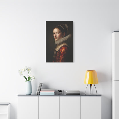 Baroque Noblewoman With Pearls Classical Portrait Wall Art & Canvas Print