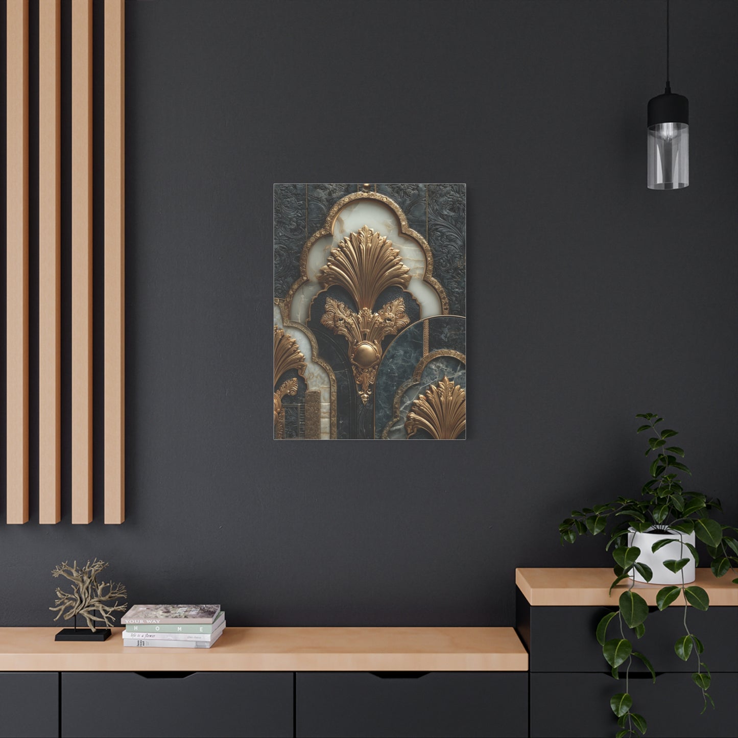 Art Deco Gold Architectural Relief Wall Art & Canvas Print