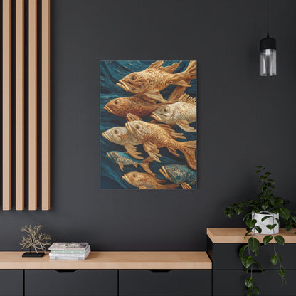 Driftwood School of Fish Relief Wall Art & Canvas Print