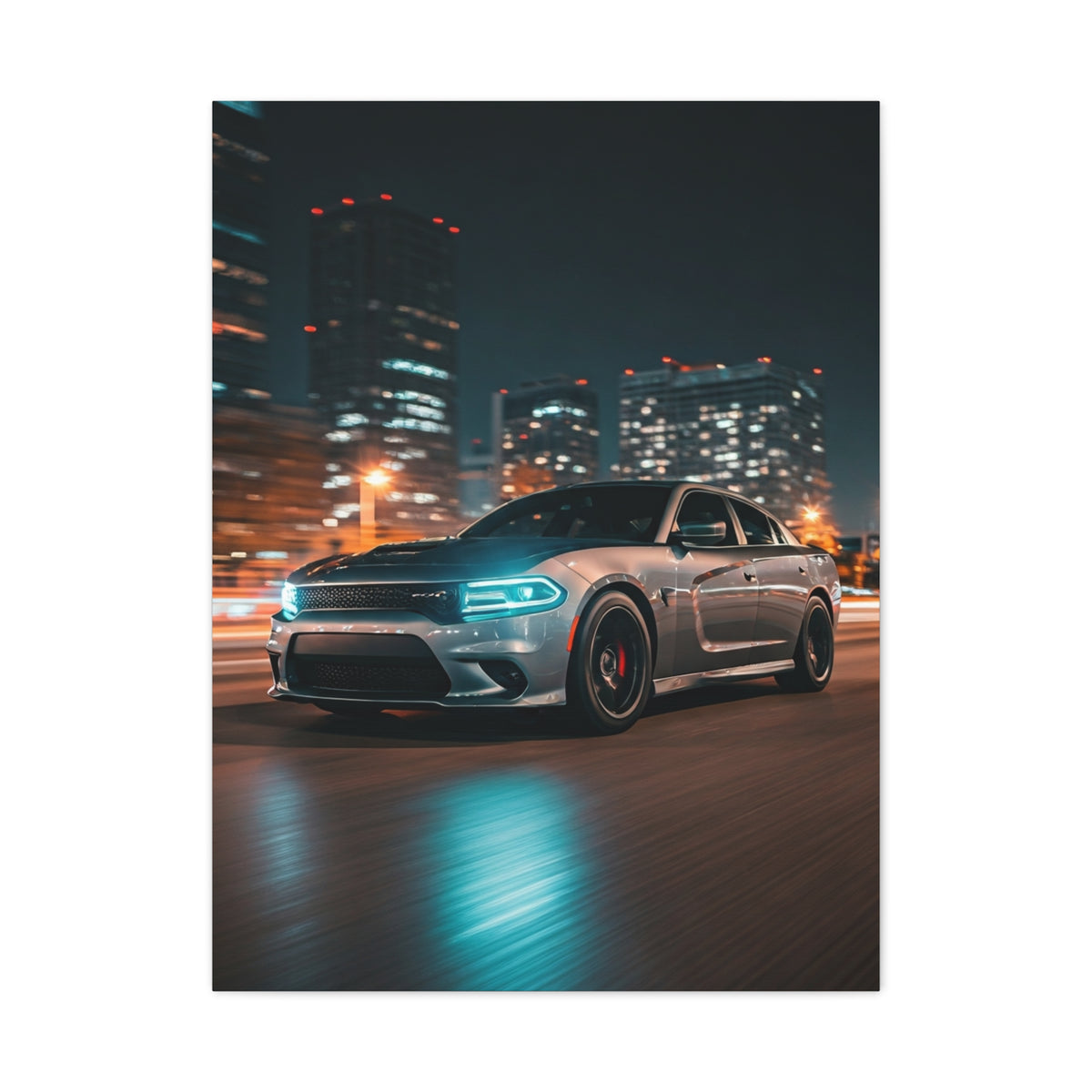 Dodge Charger Hellcat Downtown Night Streets Wall Art & Canvas Prints