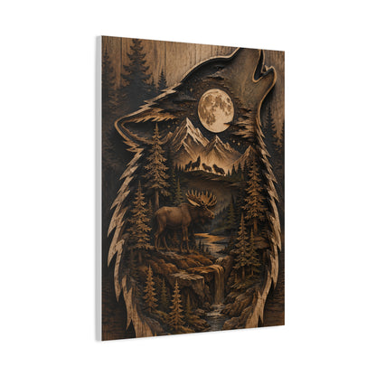 Forest Silhouette Wolf Storyscape Wood Panel Wall Art & Canvas Print
