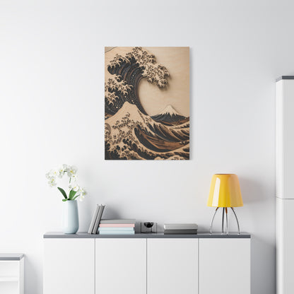 Layered Wood Great Wave Relief Wall Art & Canvas Print