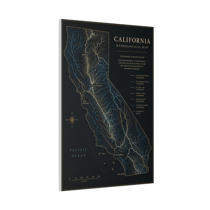 California Hydrological Map Wall Art & Canvas Print