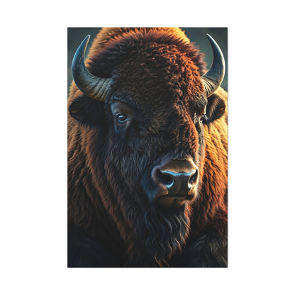 Cinematic Three-Quarter Angle American Bison Portrait Wall Art & Canvas Print