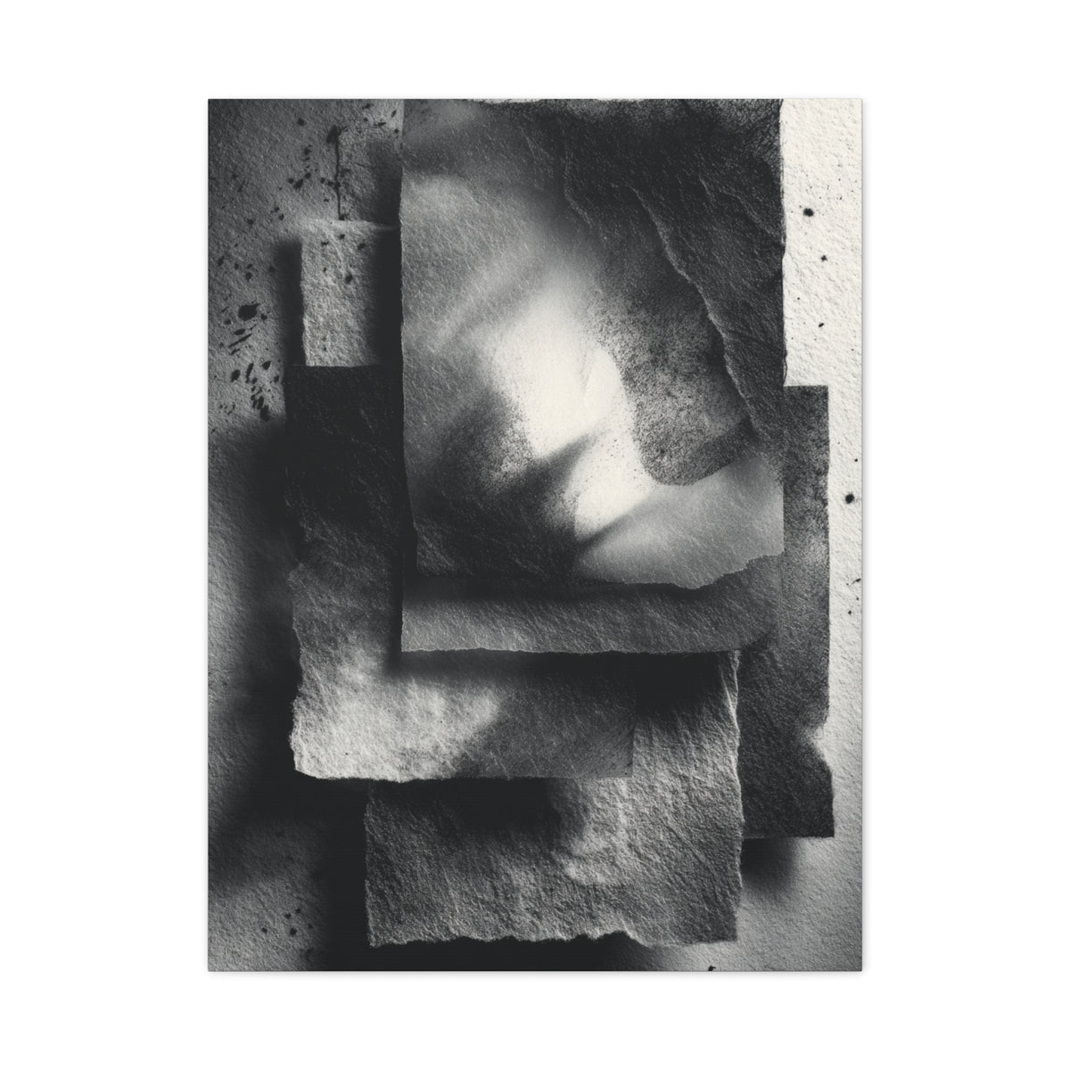 Monochrome Layered Paper Abstraction Wall Art & Canvas Print