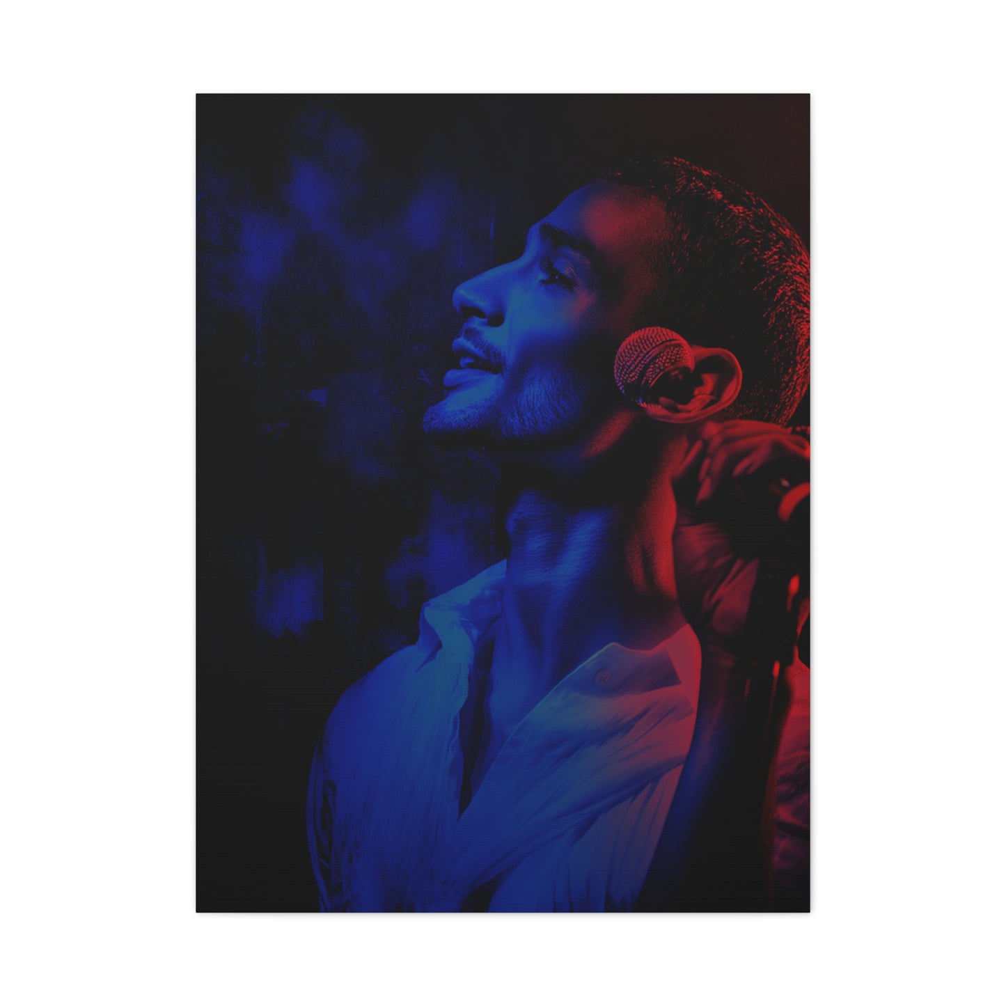 Monochrome Singer Stage Light Portrait Wall Art & Canvas Print