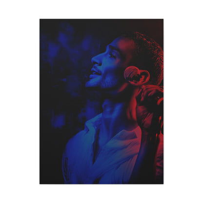 Monochrome Singer Stage Light Portrait Wall Art & Canvas Print