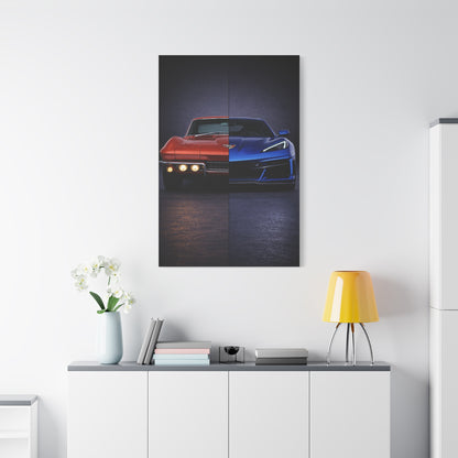Corvette Performance Evolution Split C2 vs C8 Wall Art & Canvas Prints