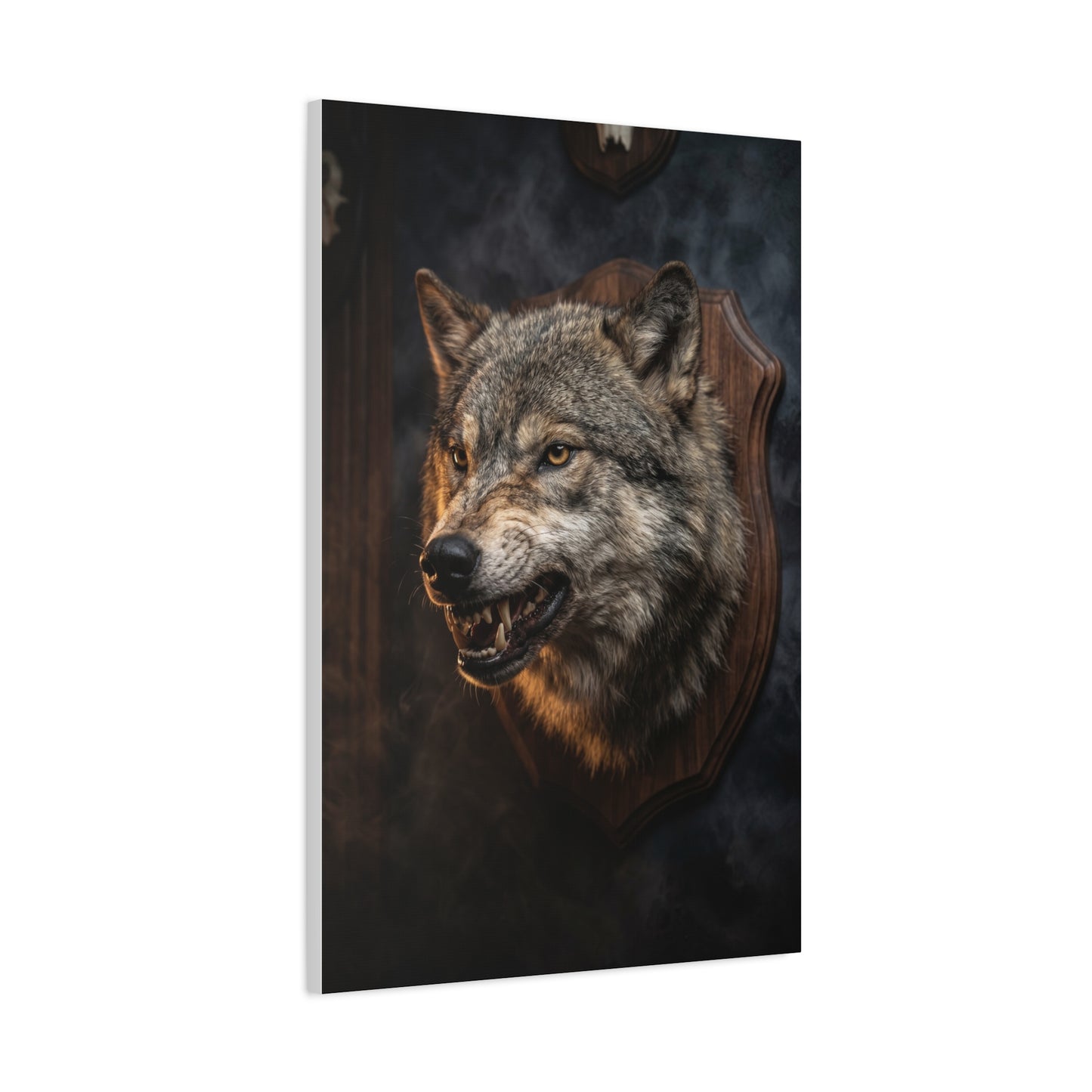 Mounted Wolf Head Lodge Trophy Scene Wall Art & Canvas Print
