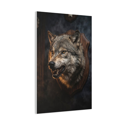 Mounted Wolf Head Lodge Trophy Scene Wall Art & Canvas Print