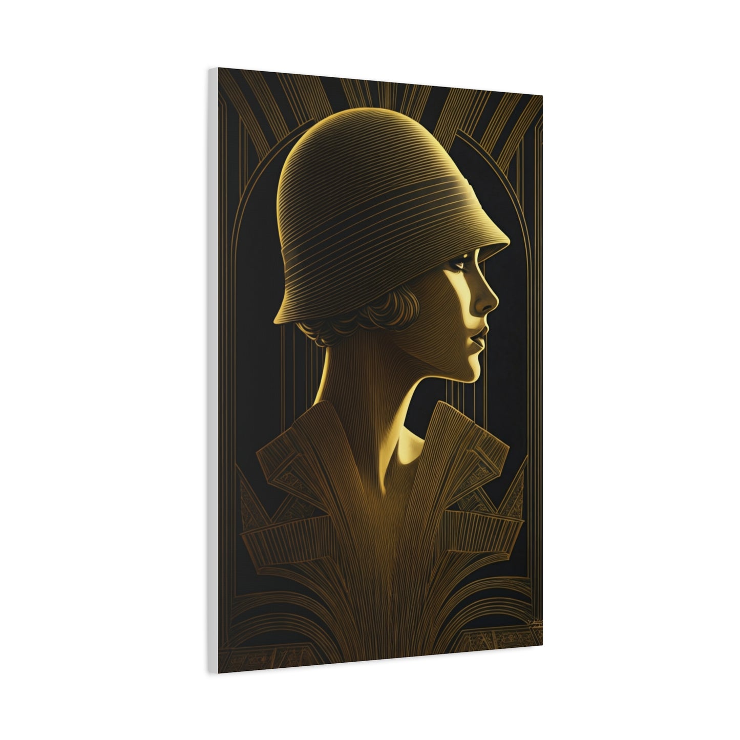 Golden Deco Profile Woman Wall Art & Canvas Prints