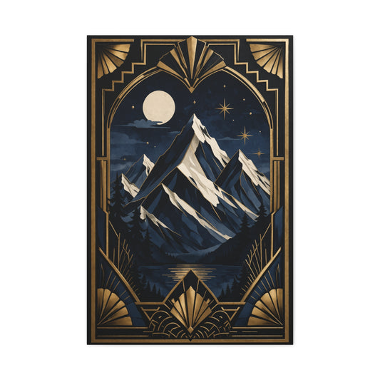Art Deco Alpine Night Skyline Wall Art & Canvas Print