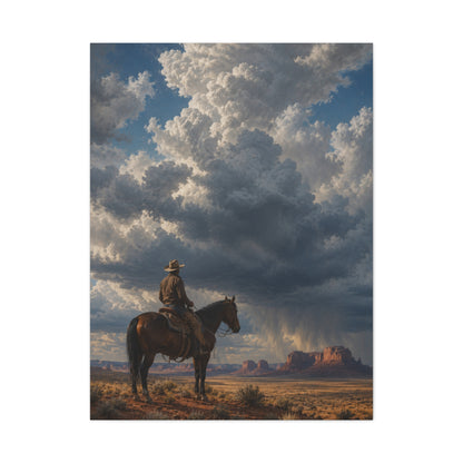 Cowboy Storm Horizon Monument Scene Wall Art & Canvas Print