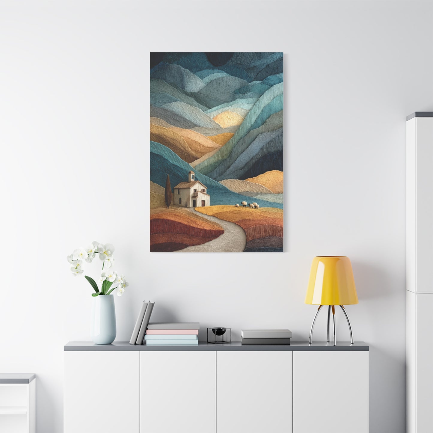 Abstract Farmhouse Landscape Composition Wall Art & Canvas Print