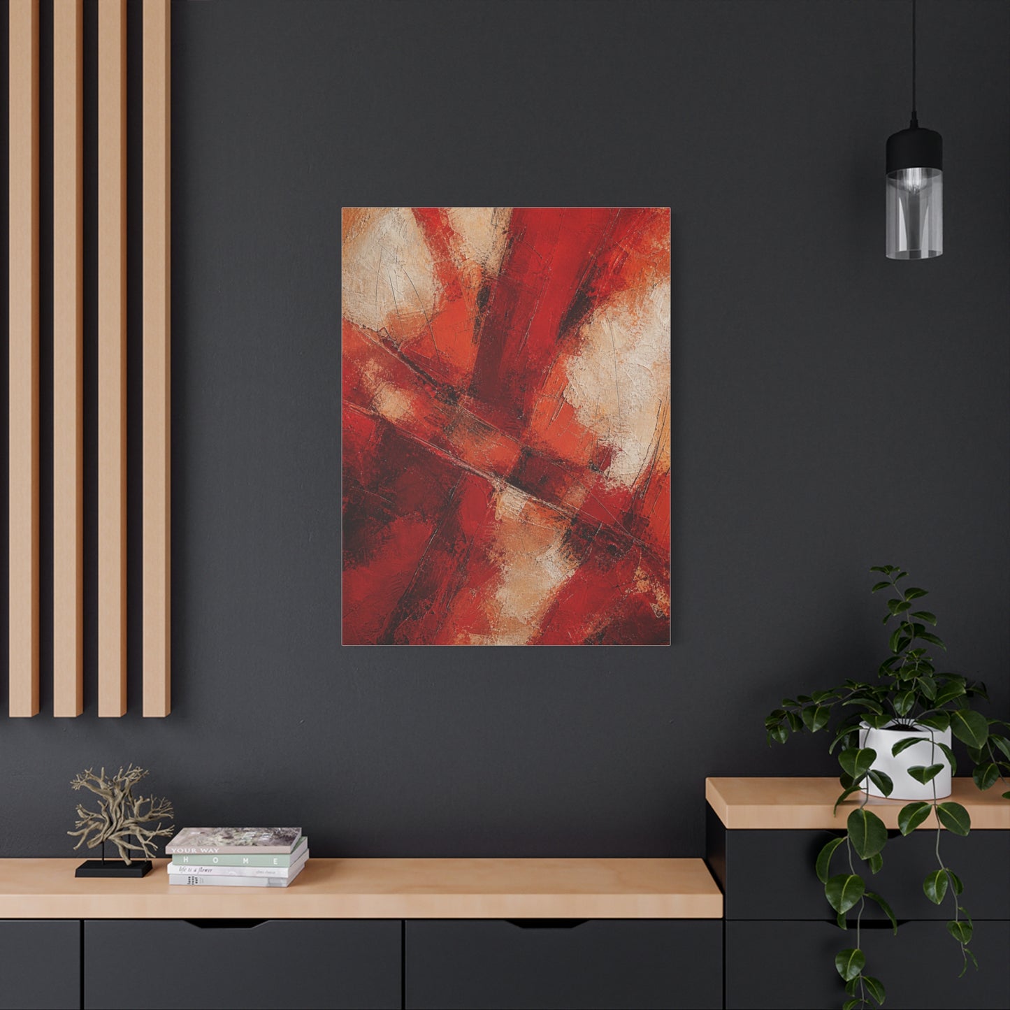 Textured Red Cross Pattern Abstraction Wall Art & Canvas Print