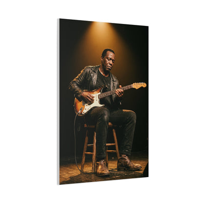 Blues Guitarist Intimate Spotlight Wall Art & Canvas Print