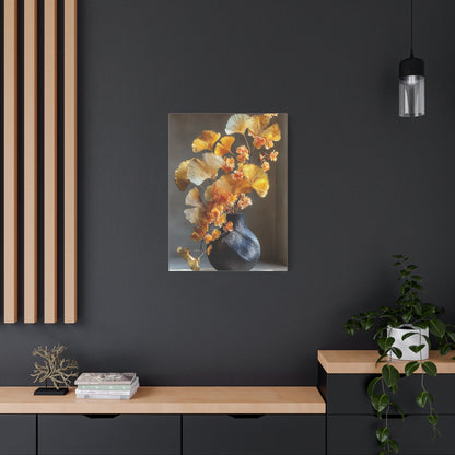 Gold Ginkgo Floral Vase Wall Art & Canvas Print