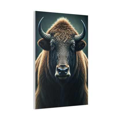 American Bison Frontal Portrait with Dramatic Overcast Lighting Wall Art & Canvas Print