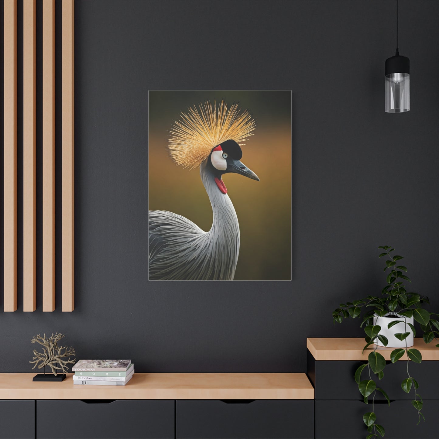 Regal Crowned Crane Portrait Wall Art & Canvas Prints