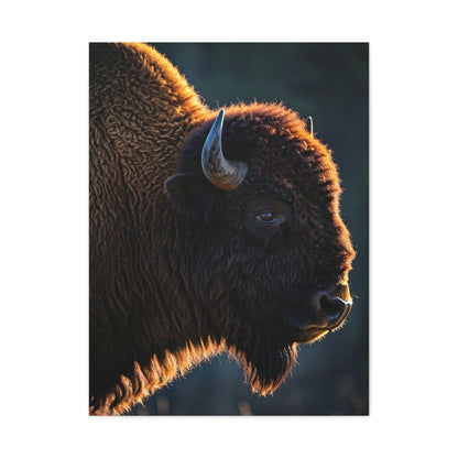 Backlit Bison Silhouette with Glowing Fur Edges Wall Art & Canvas Print