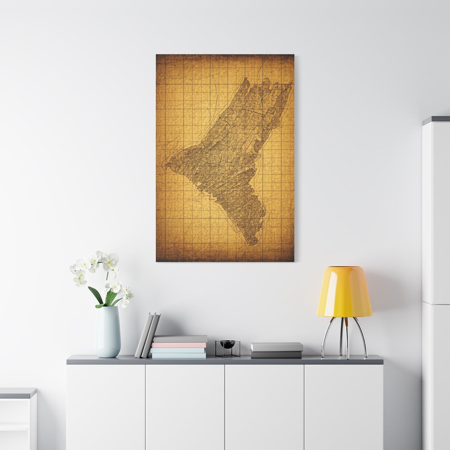 Sepia Gridland Treasure Chart Wall Art & Canvas Prints