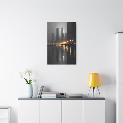 Rainy City Reflection Abstract Wall Art & Canvas Print