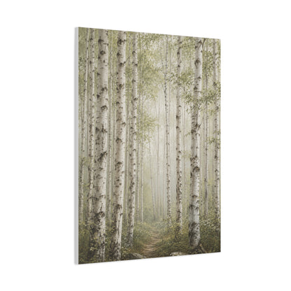Light Birch Woodland Minimal Landscape Trees Wall Art & Canvas Print