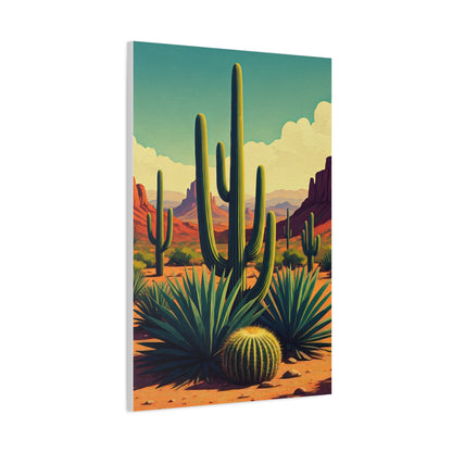 Sunlit Saguaro Desert Illustration Wall Art & Canvas Prints