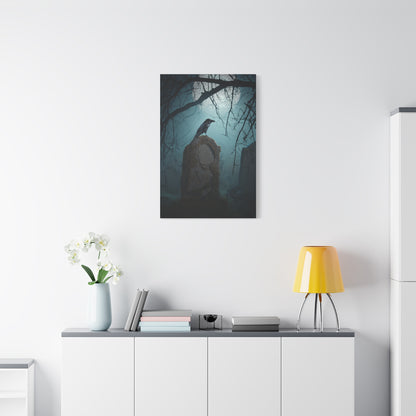 Raven on Ancient Gravestone Wall Art & Canvas Print