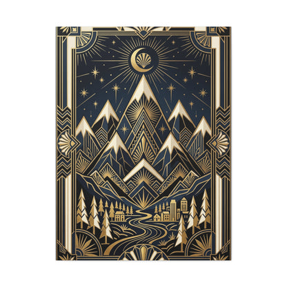 Art Deco Golden Alpine Skyline Wall Art & Canvas Print