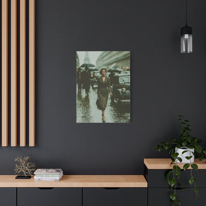 Parisian Rainy Street Elegance Wall Art & Canvas Print