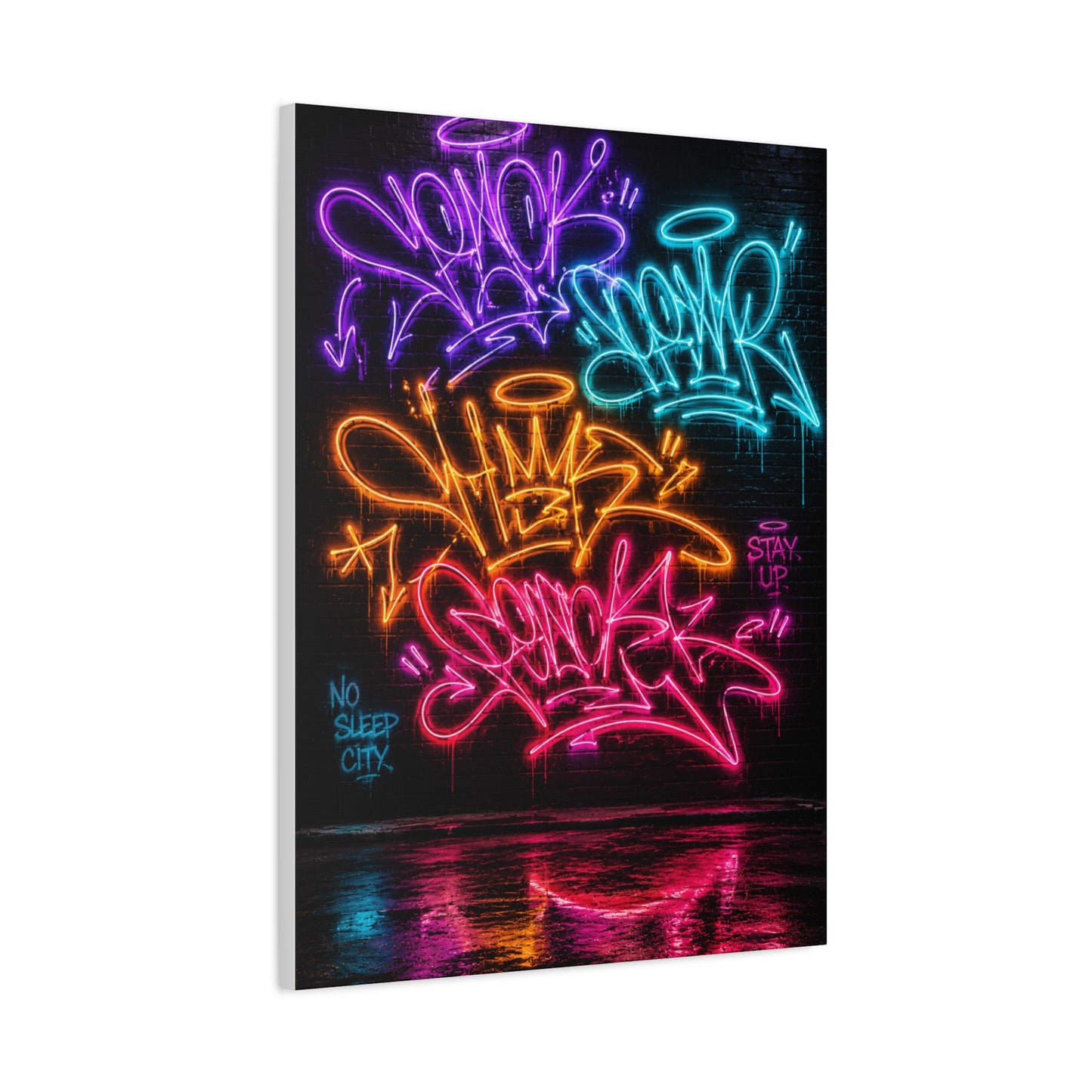 Neon Graffiti Tags Urban Glow Street Wall Art & Canvas Print
