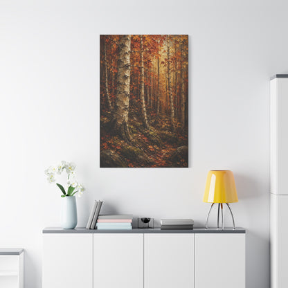 Autumn Birch Forest Painterly Path Trees Wall Art & Canvas Print