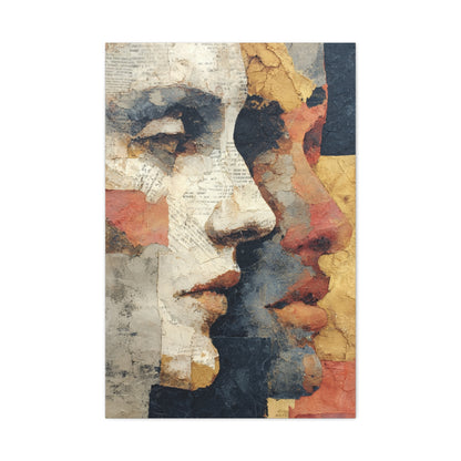 Dual Faces Collage Abstraction Wall Art & Canvas Print