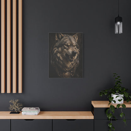 Baroque Gothic Wolf Head Sculpture Portrait Wall Art & Canvas Print
