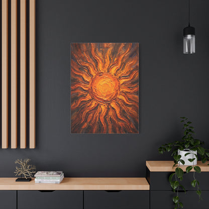 Fiery Impasto Sunburst Painting Wall Art & Canvas Print