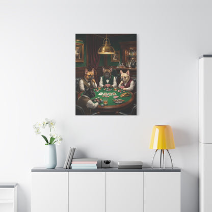 French Bulldog Private Bar Poker Scene Wall Art & Canvas Print