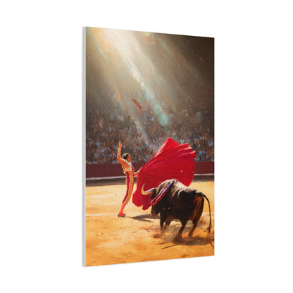 Spanish Matador and Charging Bull Arena Scene Wall Art & Canvas Print