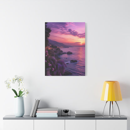 Violet Coastal Sunset Landscape Wall Art & Canvas Print